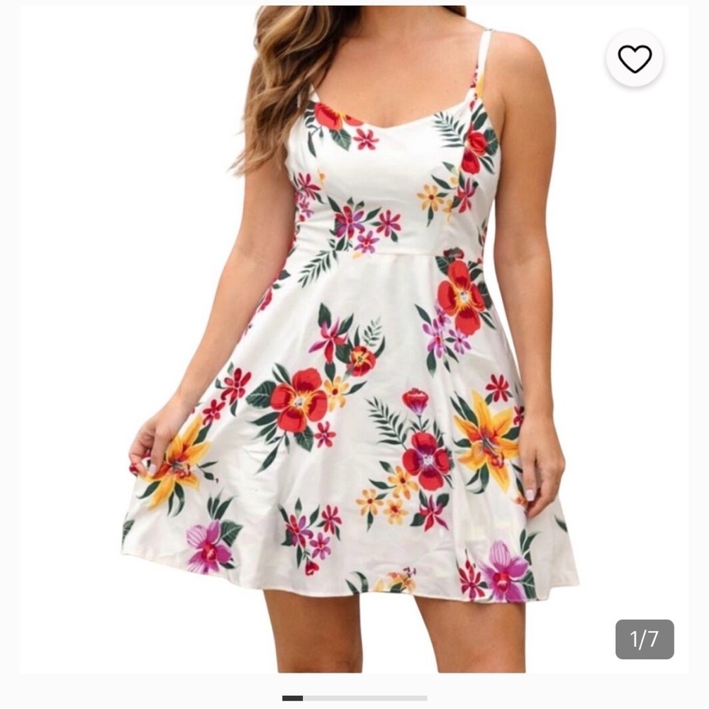 Old Navy White Floral Spaghetti-Strap Mini summer Dress Cami sz small preloved